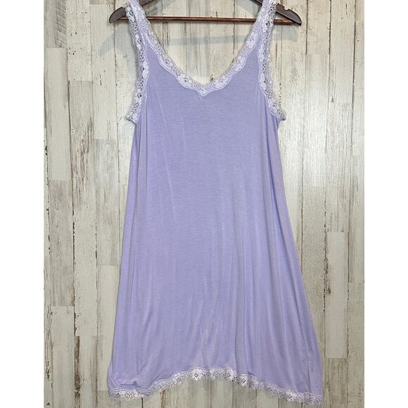 Slip Dress Chemise Medium Lilac Light Purple Babydoll Lace Edge Flowy Hem - Picture 2 of 6